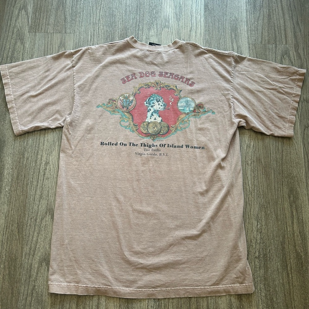 Vintage Graphic Tee with Pink & Coral Island Print